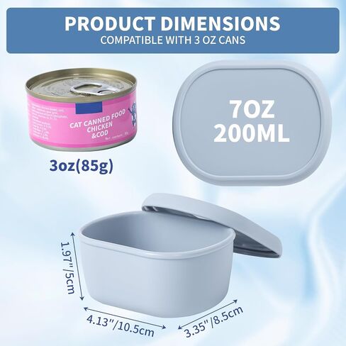 SLSON 4Pack Silicone Storage Container for 3oz Cat Canned Food Cans,Airtight Cat Food Sealer with Cover Lids Reusable Sealing Box for 2.56''/65mm Can Keep Food Fresh in Fridge in Kuwait