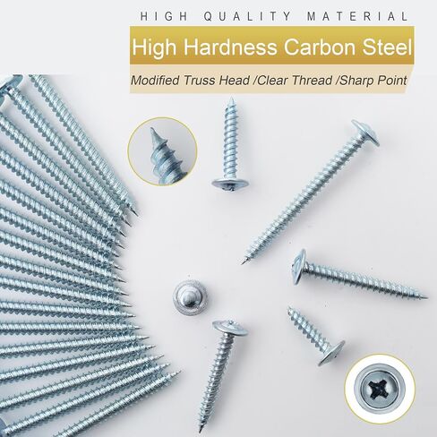 #8 Modified Truss Head Wood Screws Assortment Kit, 132 pcs, Phillips Drive, Wood Screws, Screws Assortment, Screws, Screws Set, 6 Sizes (1/2", 3/4", 1", 1-1/4", 1-1/2", 2") in Kuwait