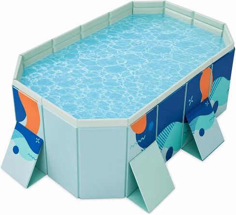 61" Foldable Dog Bath Pool, Non-Inflatable Hexagonal Pet Bath Tub for Medium to Large Dogs, Thickened PVC Collapsible Dog Pool with Drain Hole, Non-Slip Base, Portable Outdoor Wash Station in Kuwait
