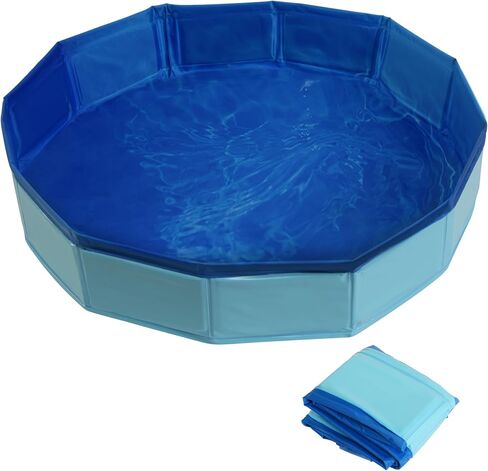 Bearded Dragon Foldable Bath Pool with Bath Brush, Bathrobe, Towel, Spray Pot and Tweezer, for Puppy Small Dogs Cats (Blue, 20 x 3.6inch) in Kuwait