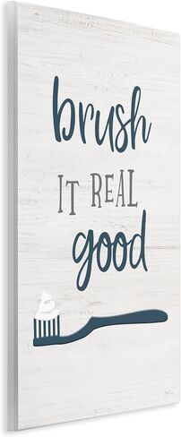 Stupell Industries Brush It Real Good Phrase Dental Hygiene Humor، من تصميم ناتالي كاربنتيري، لوحة حائط، 13 × 19، أزرق in Kuwait