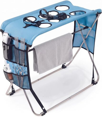 8-Hole Pet Grooming Bath Stand for Small Medium Dogs Cats, Foldable Frame in Kuwait