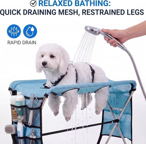 8-Hole Pet Grooming Bath Stand for Small Medium Dogs Cats, Foldable Frame in Kuwait