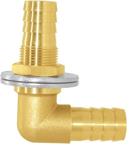 Joywayus 1/4''ID Hose Barb Thru-Bulk Head Hex 90 Degree L Right Angle Elbow Union Brass Fitting Water/Fuel/Air in Kuwait