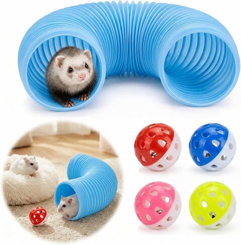 1 Pack Ferret Tubes & Tunnels with 4 Bell Balls, 3.9 in Wide, Pink in Saudi Arabia