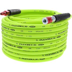 Flexzilla Air Hose with ColorConnex Industrial Type D Coupler and Plug, 3/8 in. x 100 ft., Heavy Duty, Lightweight, Hybrid, ZillaGreen - HFZ38100YW2-D in Saudi Arabia