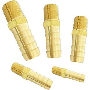 Brass Hose Barb Fitting, Adapter Assortment Kits, 3/16" 1/4" Barbed x 1/8" 1/4" 3/8" NPT Male 5pcs in Saudi Arabia