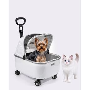 Rolling Cat Carrier with Wheels, Hard Shell, White in Kuwait