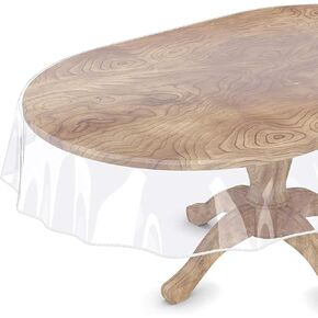 Clear Table Protector Oval 51 in x 70 in Plastic Vinyl Transparent Cloth Waterproof Tablecloth Kitchen Dining Room Furniture Wood Cover Protector in Saudi Arabia