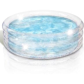 ArtCreativity Sparkly Inflatable Kiddie Pool, Transparent with Silver Glitter and Cushioned Bottom, Outdoor for Backyard, Toys for Kids, 3 Levels in Kuwait
