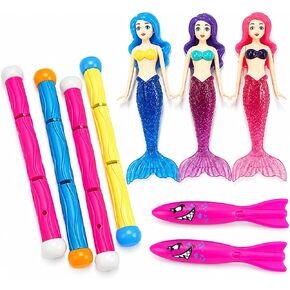 Pool Dive Toys for Kids, Summer Pool Sinking Toys, Mermaid Swim Toy for Diving Training Water Games for Boys Girls Ages 4-8 8-12 （9 Piece） in Kuwait