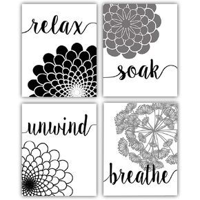 Black and White Bathroom Wall Art (8x10) - Black and White Bathroom Wall Decor Unframed Prints - Great Restroom Gray and White Bathroom Decor Black and White Bathroom Accessory in Saudi Arabia