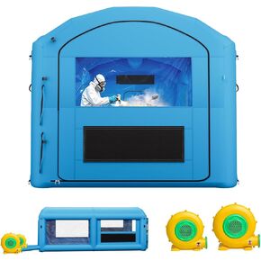 VEVOR Inflatable Paint Booth, 20 x 10 x 8 ft, Portable Spray Booth with 480W+750W Blowers and Large Filter Cotton, Arched Roof Blow Up Painting Tent for ATV, Motorcycle, and Medium Furniture, Blue in Kuwait