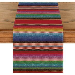 وضع artoid الملونة المشارب serape المكسيكي الجدول عداء، المكسيك ديا دي لوس muertos العيد المطبخ طاولة الطعام الديكور للمنزل حزب ديكور 13x72 بوصة in Kuwait
