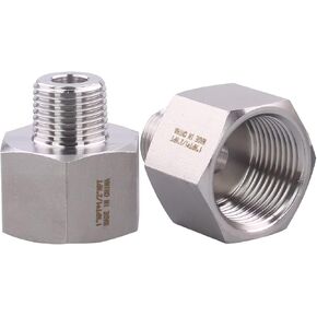 Forged Reducer Adapter Fitting - Stainless Steel 304 Reducing Pipe Connector, 1/2" NPT Female x 1/4" NPT Male (pack of 2) in Saudi Arabia