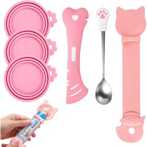 6 PCS Cat Can Opener, Cat Food Can Covers Set with Wet Food Spoon in Kuwait