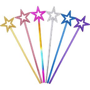 AKYZO 6 Pcs Princess Wand, Sparkling Star Fairy Wands for Little Girls, Glossy Magic Wand for Kids Party Favors, Birthday Dress Up Costume Accessories & Halloween Cosplay（6 Color） in Saudi Arabia