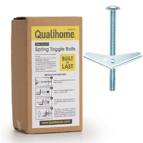 QUALIHOME Spring Toggle Bolt Anchors - Heavy Duty Wall Anchors for Hanging Items w/Hollow Walls & More - Stainless Steel Hollow Wall Anchor for Frames, Shelves, Mirrors & More, 20 Pack (1/8" x 3") in Saudi Arabia