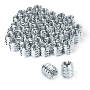 POWERTEC 50 Pcs 1/4"-20 Threaded Inserts for Wood | Nut inserts, Wood Inserts, Screw Inserts for Wood, Suitable for Hardwood, Softwood, Chair, Woodworking and Wood Furniture | 11.9mm Length (QTI1002) in Kuwait