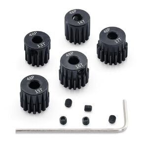 Surpass 48P Pinion Gear Set Hardened 13T 14T 15T 16T 17T Pinion Gear 3.175mm Inner Hole fit for 1/10 RC Car with Screwdriver (5pack) in Kuwait