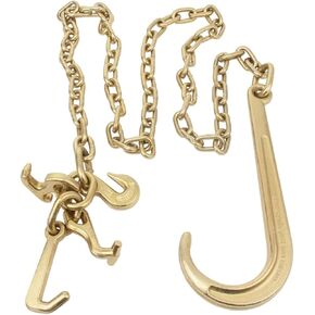 Mytee Products 2 Pack 5/16" x6' Leg G70 15" Long Shank J Hook Tow Chain w/RTJ Cluster Hook & Grab Hook - 4700 lbs WLL Heavy Duty Transport Truck Chain for Car Wrecker Recovery - Towing Equipment in Saudi Arabia