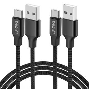 TAKAGI USB Type C Cable 3A Fast Charging, (3-Pack 6feet) USB-A to USB-C Nylon Braided Data Sync Transfer Cord Compatible with Galaxy S20 S10 S9 S8, Note 20 10 and iPhone 15/15 Pro Max USB C Charger in Kuwait