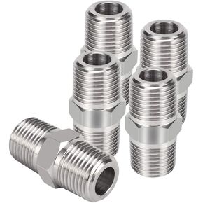 Joywayus Hex Nipple 1/8"NPT Male x 1/8"NPT ذكر من الفولاذ المقاوم للصدأ الملولب 304 تجهيزات أنابيب الحلمة الملولبة لمجموعة المشروب الأنابيب المنزلية (حزمة من 5) in Kuwait