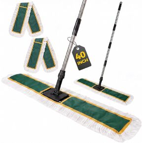 42 Inch Commercial Industrial Mop Dust Mop with 2 Pads, Commercial Mop for Dry and Wet Cleaning, Stainless Steel Handle, Heavy Duty Floor Duster Mop for Warehouse Factory Mall Garage in Kuwait