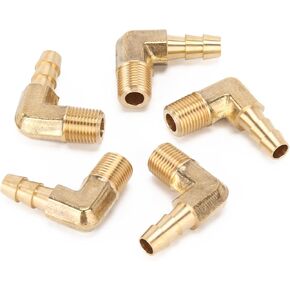 Generic 90 Degree Elbow Brass Barb Fitting 1/4 ID Hose x 1/8-Inch Male NPT Air( Pack of 5 ) in Saudi Arabia