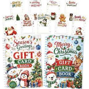 JWSCYSY 2 Pack Vintage Christmas Gift Card Book for Adults, 5.5x7.8 Spiral Bound Merry Christmas Gift Card Holder Book, DIY Personalized Xmas Gift Card Book for Family Friends Students (Kraft, White) in Saudi Arabia