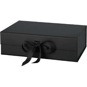 KGVZPT 10.5"x7.5"x3" Medium Black Magnetic Gift Box with Lid Ribbon in Kuwait