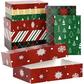 YANGTE 12 Pack Christmas Gift Boxes with Lids - Large 17" (4" Deep) & 14" (2" Deep) Gift Boxes for Present, Wrapping Robe, Shirt, Clothing in Kuwait