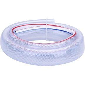 أنابيب PVC مضفرة ناعمة من DERPIPE - خرطوم فينيل مقوى شفاف ومرن عالي الضغط مقاس 3/4 بوصة × 1 بوصة OD للمياه والزيت مع قطعتين من مشابك خرطوم (25 قدمًا) in Kuwait