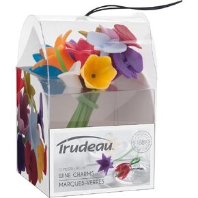 Trudeau Duo Tone Floral Wine Charms, Multicolor, Set of 12 in Kuwait