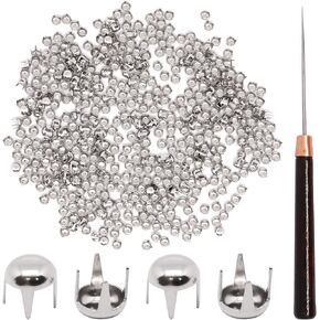 SWZHAI 500Pcs 8mm Round Studs for Clothing, Silver Metal Four-Pronged Studs and Spikes, Punk Style Rivets for Clothing Decoration Pet Collars Jackets Bags in Saudi Arabia