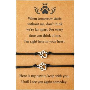 Pet Memorial Gifts Bereavement Loss of Dog Cat Paw Print Bracelets for 2 in Saudi Arabia