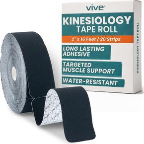 Vive Kinesiology Tape Roll - Tape Precut Strips (2" x 16 Feet/20 Strips) - Kinesio Sports Tape Athletic - Knee, Shoulder, Ankle, Muscle K Tape Adhesive Elastic Wrap - Body Kinetic Tape Waterproof in Saudi Arabia