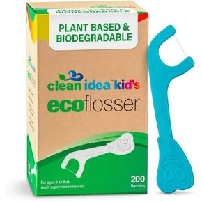 Clean Idea Kids EcoFlosser Pick - 200 Picks- Kids Flossers - Flossers for Kids - Floss Pick - Kids Dental Floss Pick - Floss Pick for Kids - Reach Teeth Easily - Floss Sticks for Kids and Toddlers in Saudi Arabia