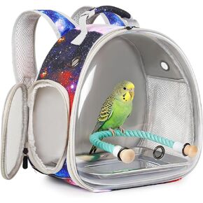 Galaxy Bird Travel Carrier Backpack, Water and Food Cup, Tray and Perch, Clear Bubble Space Capsule Carry Bag in Kuwait