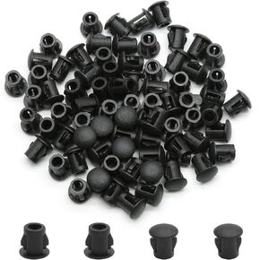 60PCS 25mm/1" Black Hole Plugs Plastic Flush Type Hole Plugs Snap in Locking Hole Tube, Furniture Fencing Post Pipe Insert End Caps (Black) in Saudi Arabia