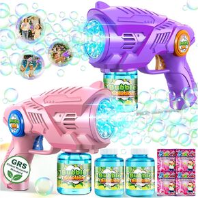 Bubble Gun Machine for Kids 4-8: 2-Pack Automatic Bubble Guns with 2 Bottles Refill Solution - Summer Outdoor Toys Bubble Blaster Maker Blower for Easter Party in Kuwait