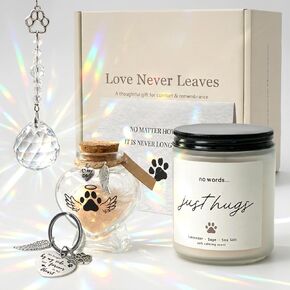 Pet Memorial Gifts for Loss of Dog Cat - Pet Loss Sympathy Gift Box with Suncatcher, Candle, Jar, Keychain & Card - Dog Passing Away Bereavement Gift, Pet Remembrance Gift Basket for Friends Family in Kuwait