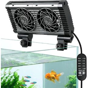 Dual-Head Aquarium Chiller Fan, Ultra-Quiet Fish Tank Cooler, 5-Speed Aquarium Cooling Fan Cools Water 3-7°F, Clip-on Water Chiller for 20 Gallon Freshwater, Saltwater and Axolotl Tanks in Kuwait