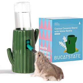 BUCATSTATE Cactus Ceramic Leakproof Hamster Water Bottle Gerbils Water Bottles with Holder Water Feeder for Small Animals (Green) in Saudi Arabia