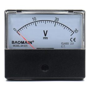 Baomain Voltmeter DH-670 DC 0-30V Rectangular Class 2.0 Analog Panel Volt Voltage Meter in Saudi Arabia