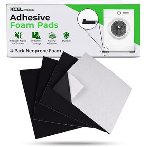 XCEL Anti Vibration Pads Furniture Pads Self Stick Versatile Adhesive Foam Rubber Pads Sheets for Appliances and Furniture, Neoprene Foam Pads Adhesive (12 in x 12 in x 1/4 in, Black - Adhesive, 4) in Saudi Arabia