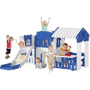 Playground Playsets Outdoor Playhouse 10 in 1 Toddler Slide with Rock Climber with Basketball, Hoop, Storage, playroom Upgraded Pink in Saudi Arabia