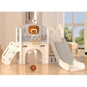 YUFU Toddler Slide Set, 9 in 1 Indoor Outdoor Playset for 1-3, Beige Gray in Kuwait