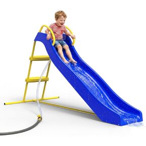Mersco 6FT Slide for Kids, Pool Slide with Stair Freestanding Slide, UV Protection Plastic Water Slide - Playground Equipment for Backyard, Lawn & Garden, Ages 3-8 in Kuwait