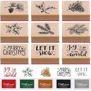 Watersay 14 Pcs Christmas Rubber Stamps with Ink Pads,Elegant Style in Kuwait